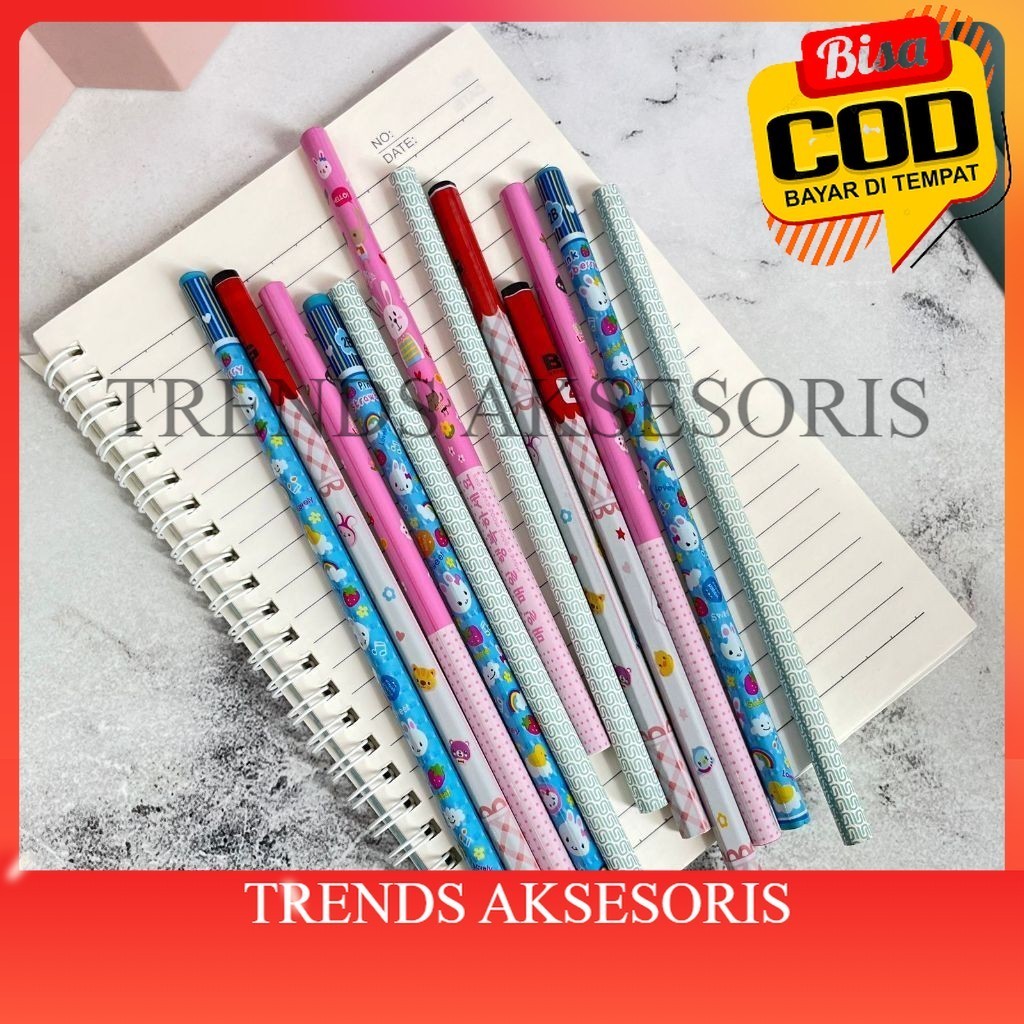 

[TRENDS COD]. PENSIL 2B WARNA WARNI KARAKTER KARTUN / PENSIL UJIAN 2B MOTIF KARTUN / PENSIL FANCY MURAH