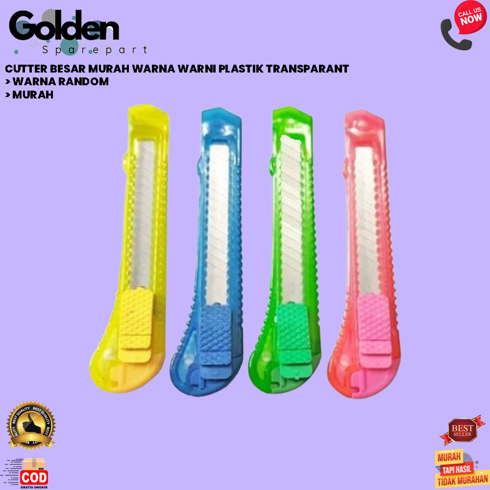 

CUTTER BESAR MURAH WARNA WARNI PLASTIK TRANSPARANT (GOLDEN)