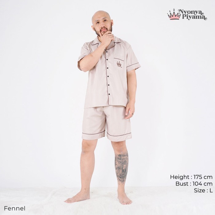 best -Nyonya Piyama Poly Bamboo Set Piyama Celana Pendek Pria -Herb Series 2 - Fennel, S/M