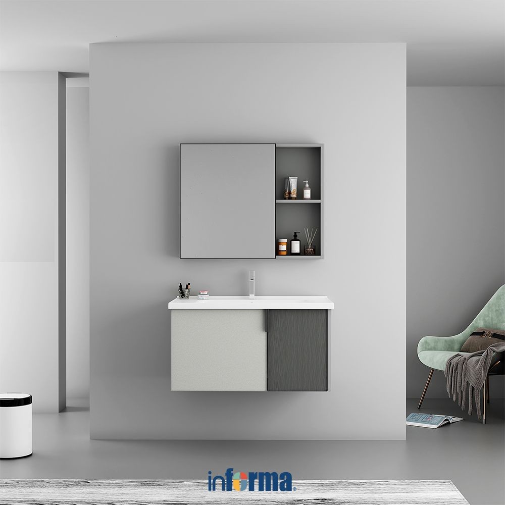 Informa Darian Set Kabinet Kamar Mandi - Abu-Abu Organizer Serbaguna Bathroom Cabinet Aksesoris Kama
