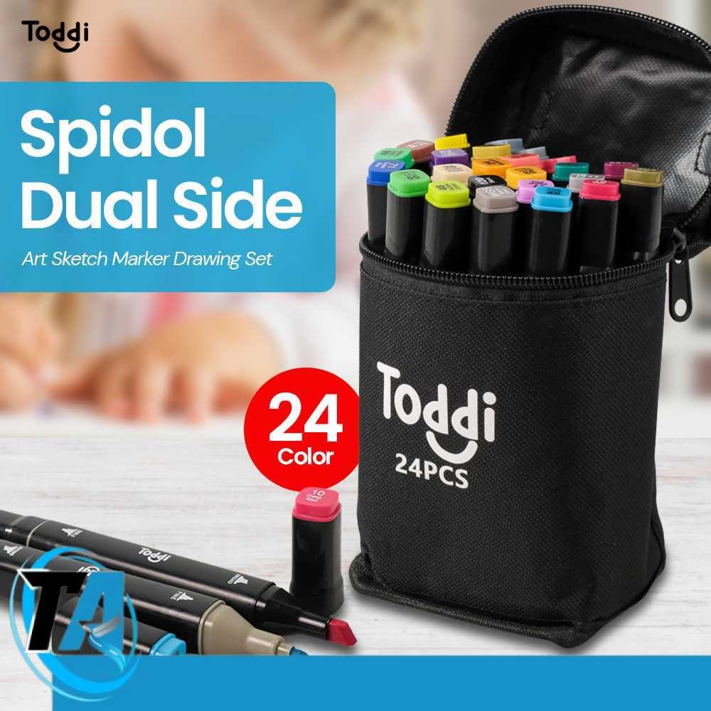 

Toddi Spidol Dual Side Fine Art Marker Brush Double Tip 1.0mm 6.0mm - CY-006