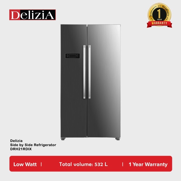 Kulkas 2 Pintu Delizia Side by Side Refrigerator DRH21RDIX