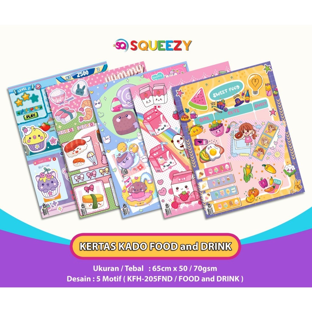 

NAT - 10 Lembar Kertas Kado Motif Food And Drink