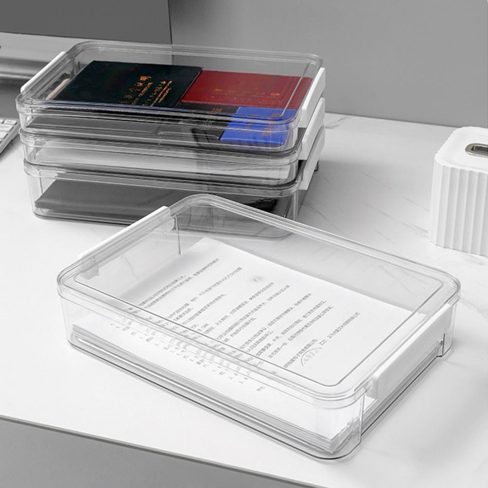

Plastic File Storage Box A4 Size Clear Stackable Organizer Container Documents Certificates Scrapbook Craft Art Supplies