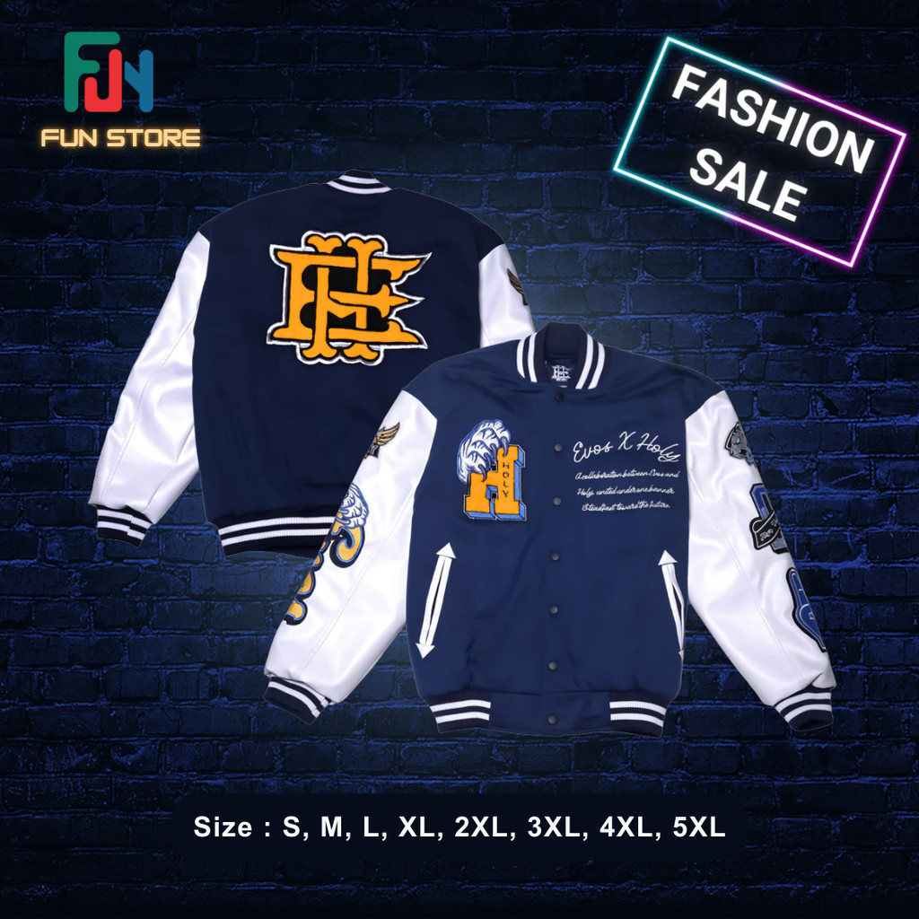 Jaket evos holy varsity terbaru tahun 2025 alterego echo onic evos over size s m l xl 2xl 3xl jaket 