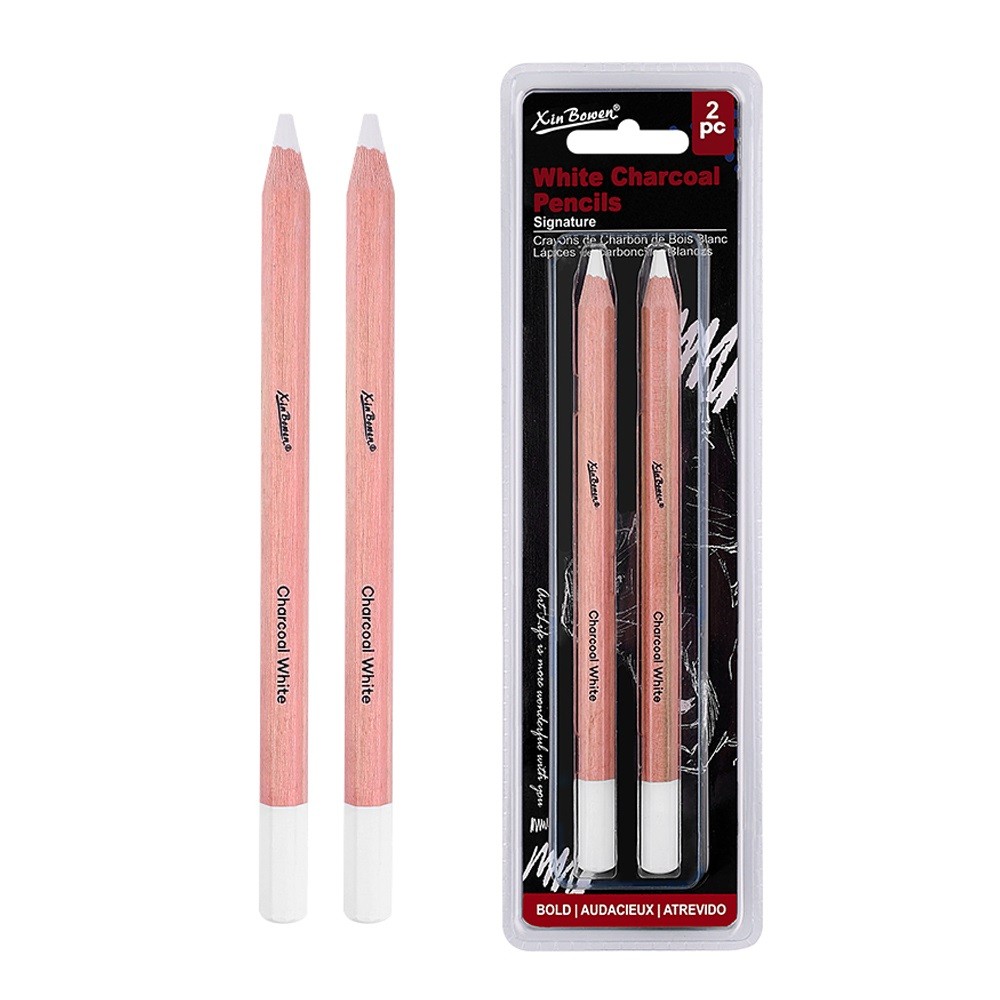 

2pcs Thick Core White Charcoal Pencils Set Professional Art Supplies for Drawing Sketching Highlighting Shading Ideal for Artist