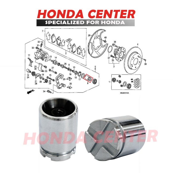 PISTON REM BELAKANG CIVIC FD FD1 FD2 2006 2007 2008 2009 2010 2011 PART BARU