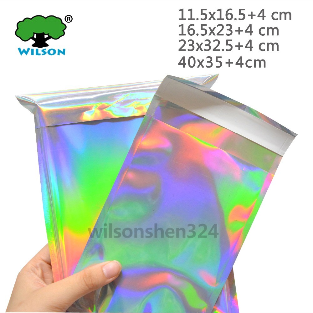 

50 PCS Self-seal Adhesive Courier Bags Laser Holographic Plastic Poly Envelope Mailer Postal Shipping Mailing Bags Cosmetic
