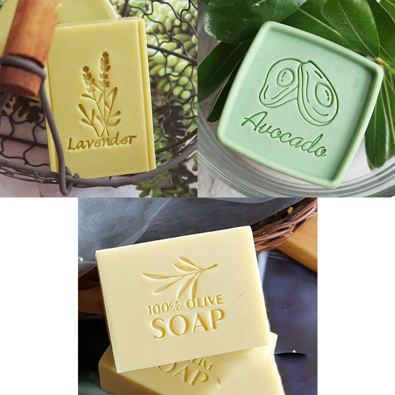 

Lavender Pure Olive Avocado Acrylic Soap Stamp Natural Transparent Custom Stamps For Making Soap Chapter