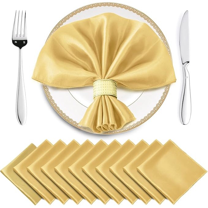 

12pcs Table Napkins Kerchief 30*30cm Dinner Bistro Event Satin Romantic Wedding Decoration Washable Restaurant Supplies Cloth