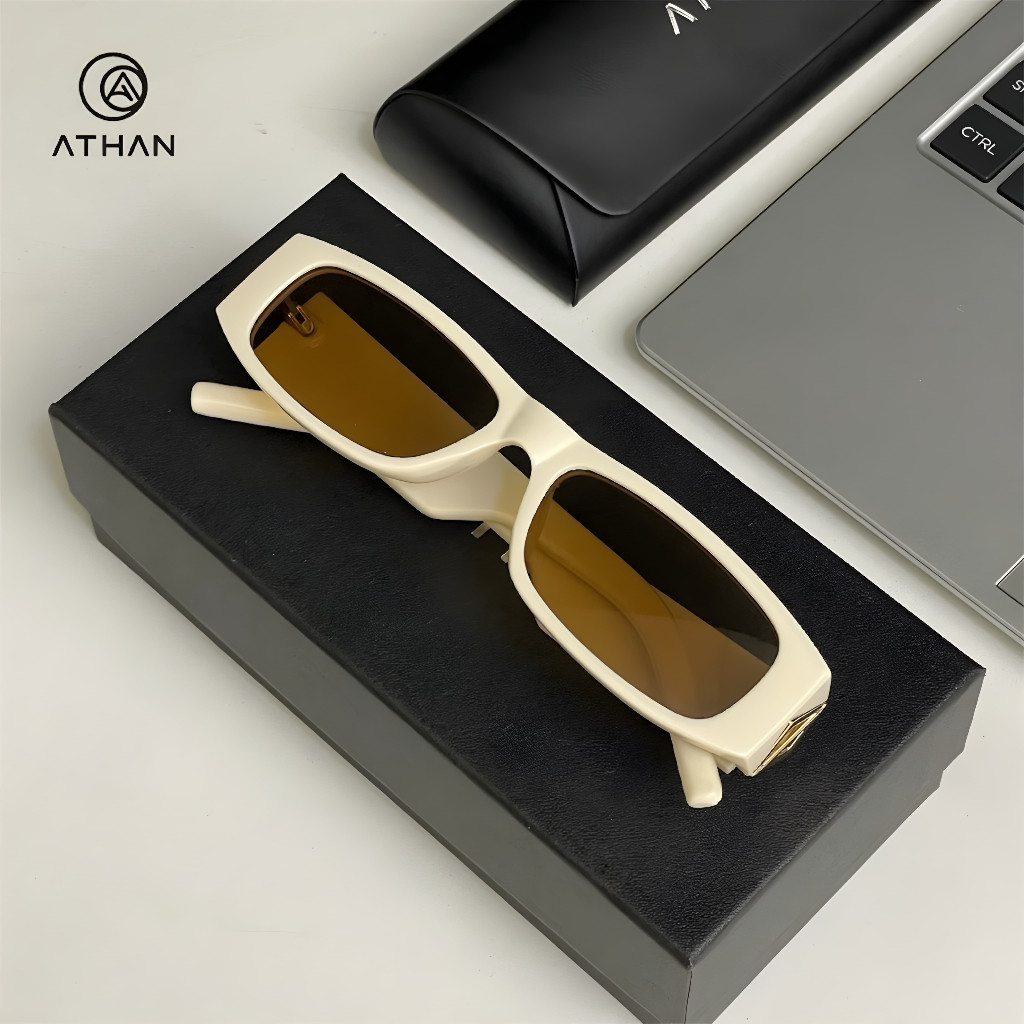 [BOX&LAP] SJI Kacamata Hitam Persegi Panjang Fashion Korea Kulit Penyu Perlindungan UV400 Fotogenik 