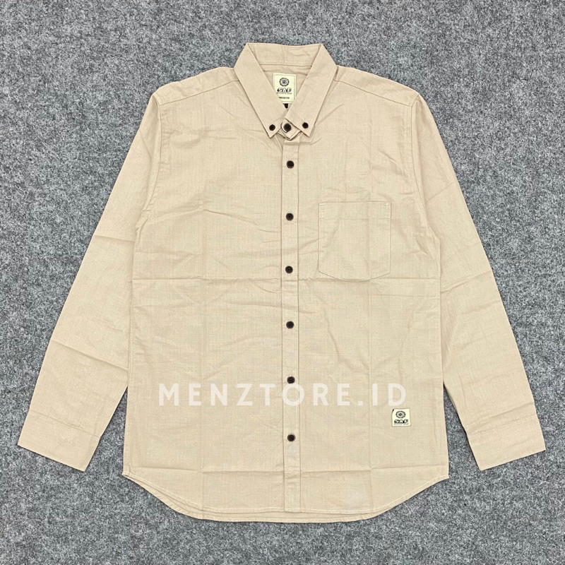 Kemeja Panjang Cream Pria Polos Baju Hem Ukuran L XL XXL XXXL