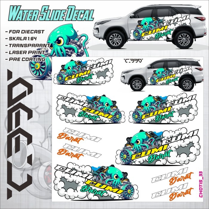 Used Diecast Hotwheels universal Cumi Darat2 Decal Dekal Stiker Stiekers