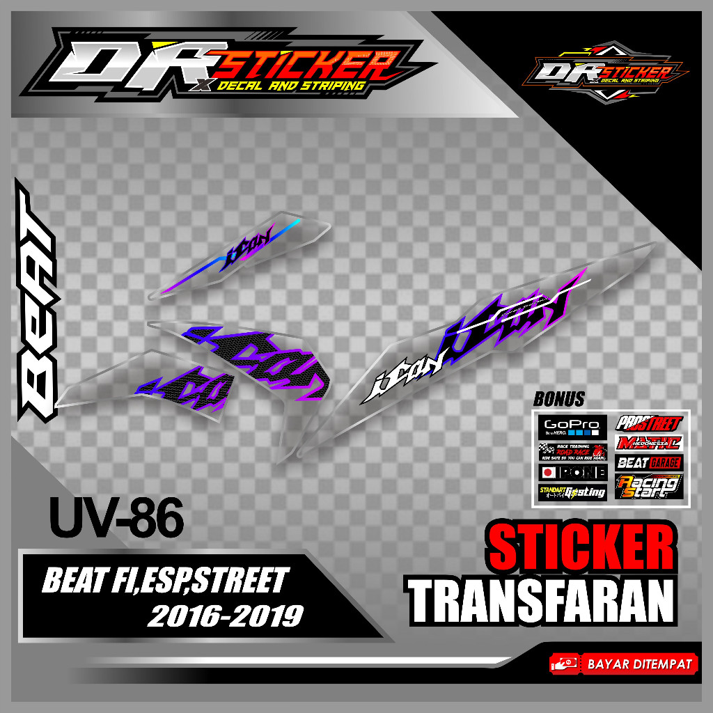 Striping Stiker Transparan Beat New Fi Esp Street 2016 2017 2018 2019 Desain Simpel - Striping Beat 