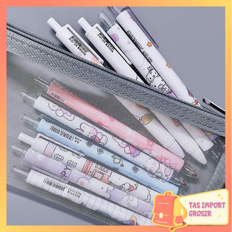 

TAS - S6227 Pouch Resleting Kapasitas Besar / Tempat Pensil Sekolah Anak / Kotak Pensil Jaring / Kotak Pensil Jaring Transparan