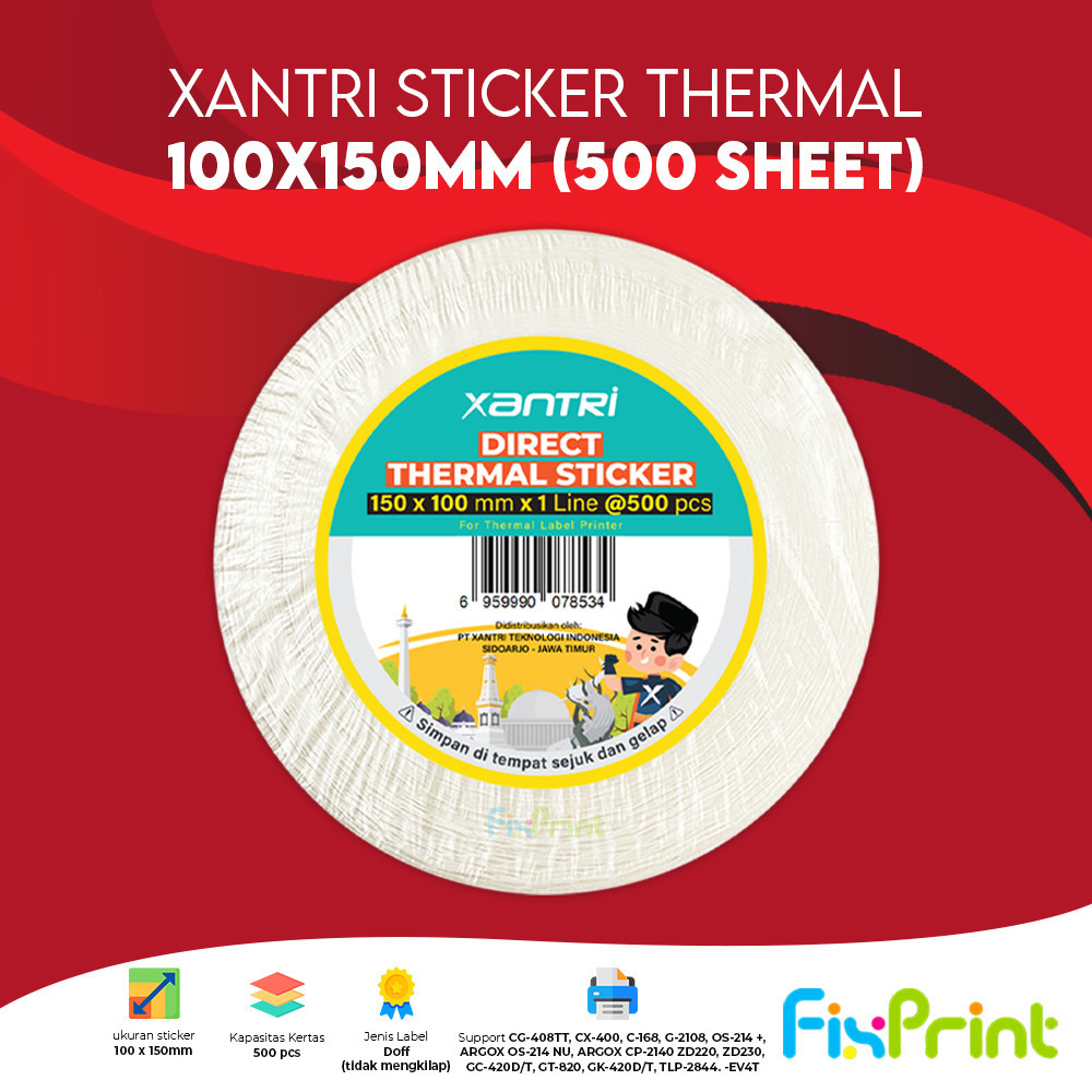 

Sticker Xantri Label Thermall 100 x 150 A6 kertas stiker thermal 500 pcs