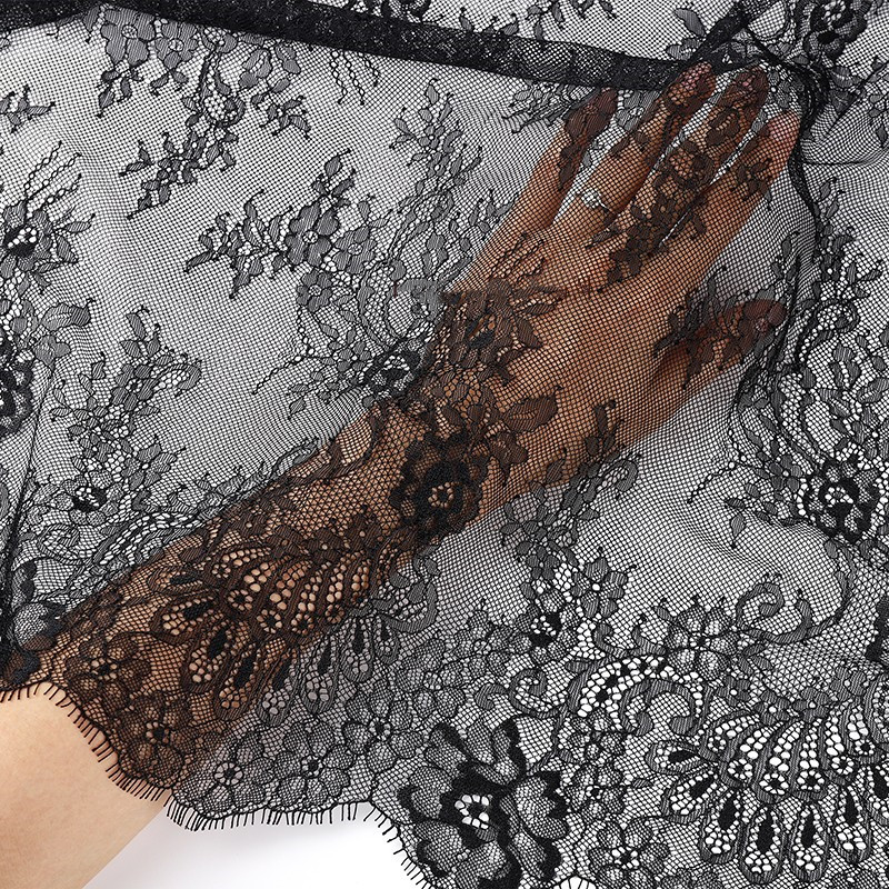 

French wide lace fabric wedding veil skirt dress fabric material black and white soft thin style fashionable and comfortable