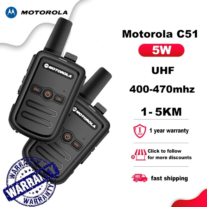 HT Motorola C51 adaptor Radio dua arah, Mini portabel kekuatan tinggi Walkie Talkie profesi FM peman