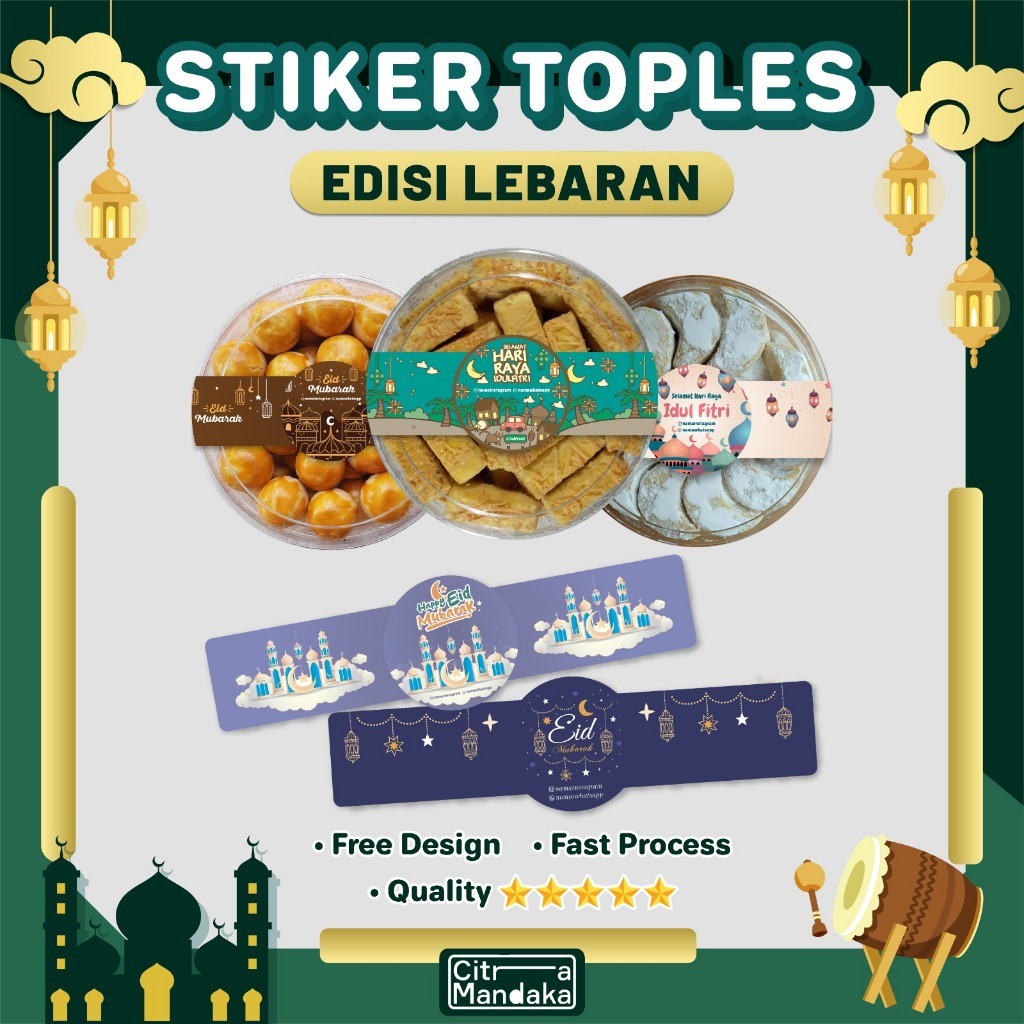 

UP - Stiker Segel Toples Lebaran Idul Fitri | Sticker Custom Toples Kue Kering