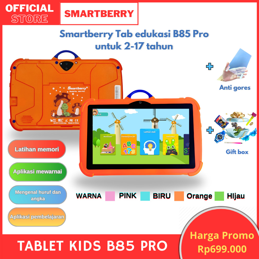 SMARTBERRY SMART2030 KIDS STUDY TAB B85 PRO / B91 / B93 / Tablet Anak / Edukasi / 7 Inch / PC /Andro