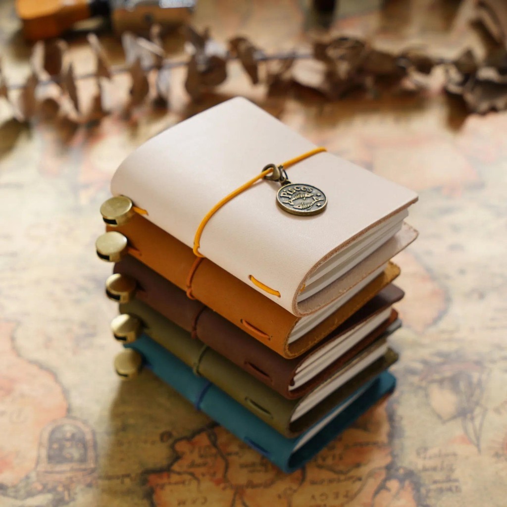 

128 Page Vintage Notebook Mini Loose-leaf Notebook Leather Pocket Planner Notebooks for Students Diary Stationery