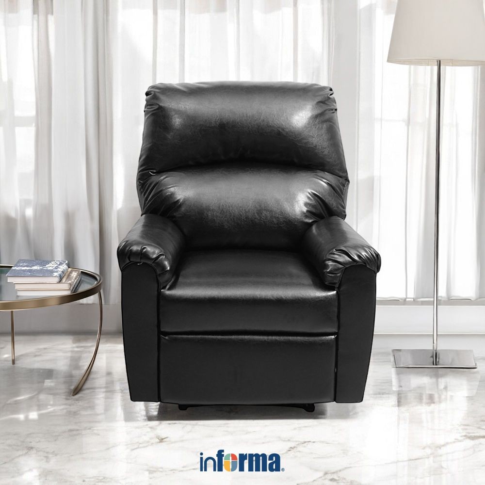 Informa Ashley Nerviano I I Sofa Recliner Kulit 1 Seater - Hitam Tempat Duduk Rebahan Sofa Santai Ru