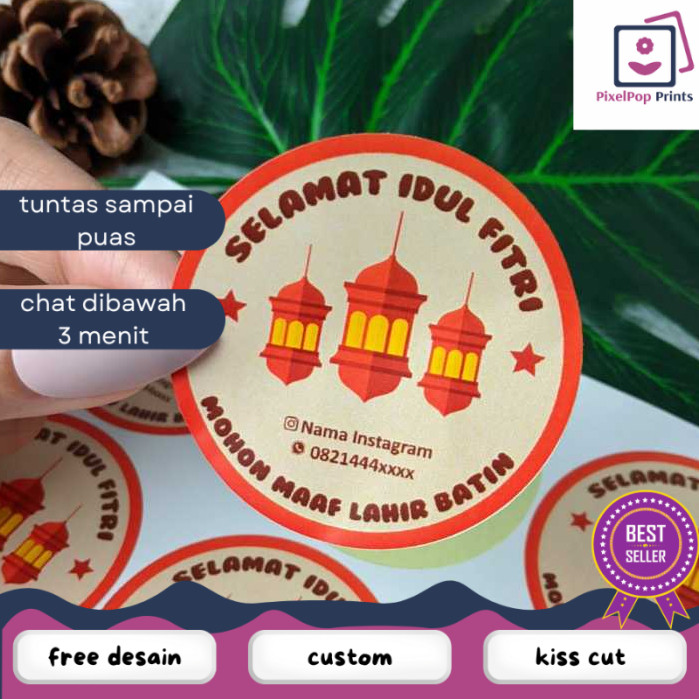 

Opikapip 2-4 Print Cetak Sticker Label Bulat Idul Fitri Stiker Lebaran Toples Label Kue Kering