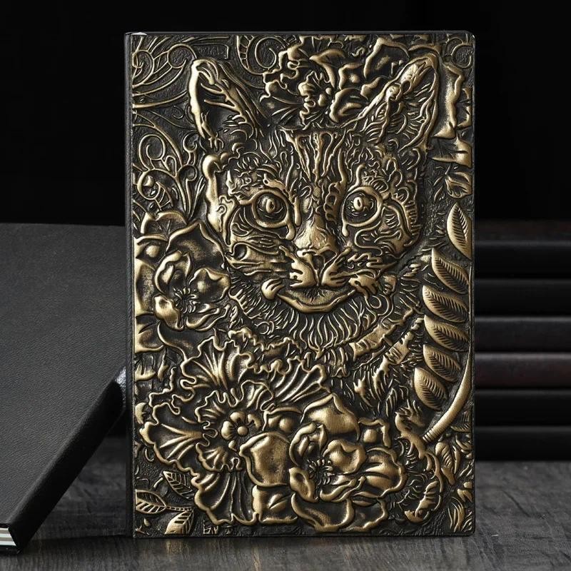 

A5 Cat Star Hardcover Retro Notepad Student Learning Record Imitation Leather Notebook Business Office Stationery