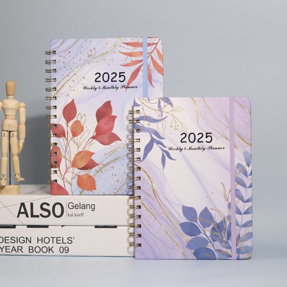

365-Day 2025 English Agenda Book Monthly Weekly Plan Flowers Diary Notebook Planner Organizer Practical A5 Schedule Planner
