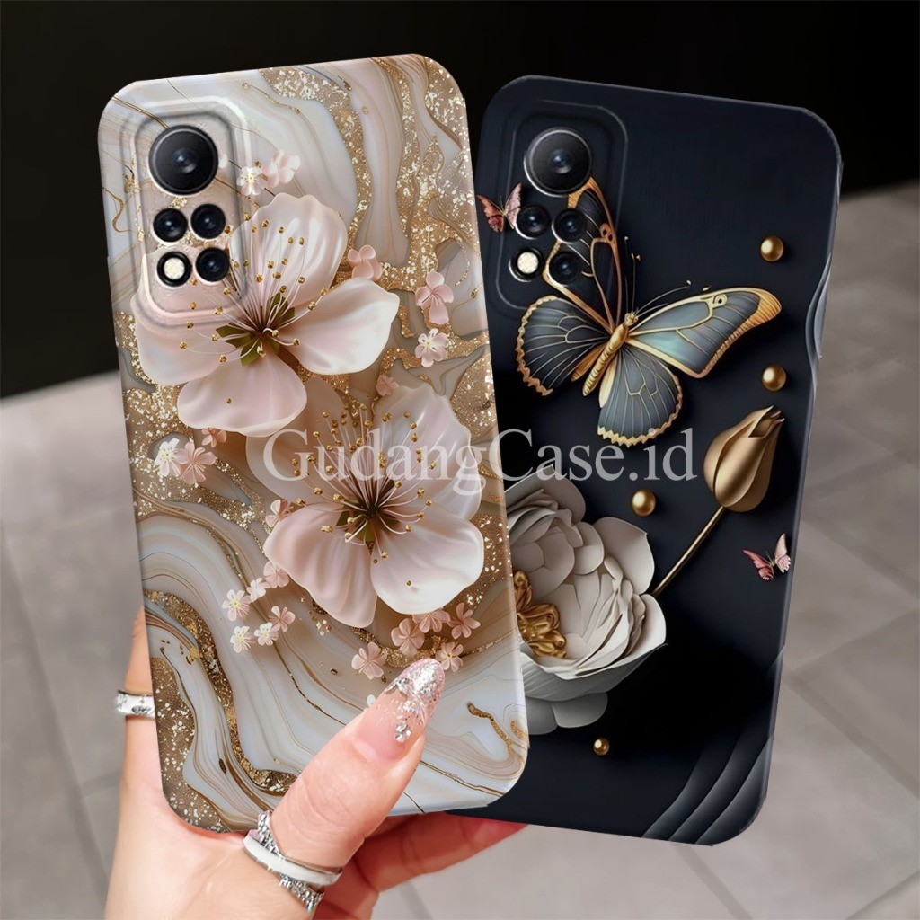 Softcase Hp Infinix Hot 11s Nfc Motif Bunga Kupu-Kupu Case Pelindung Camera Lentur