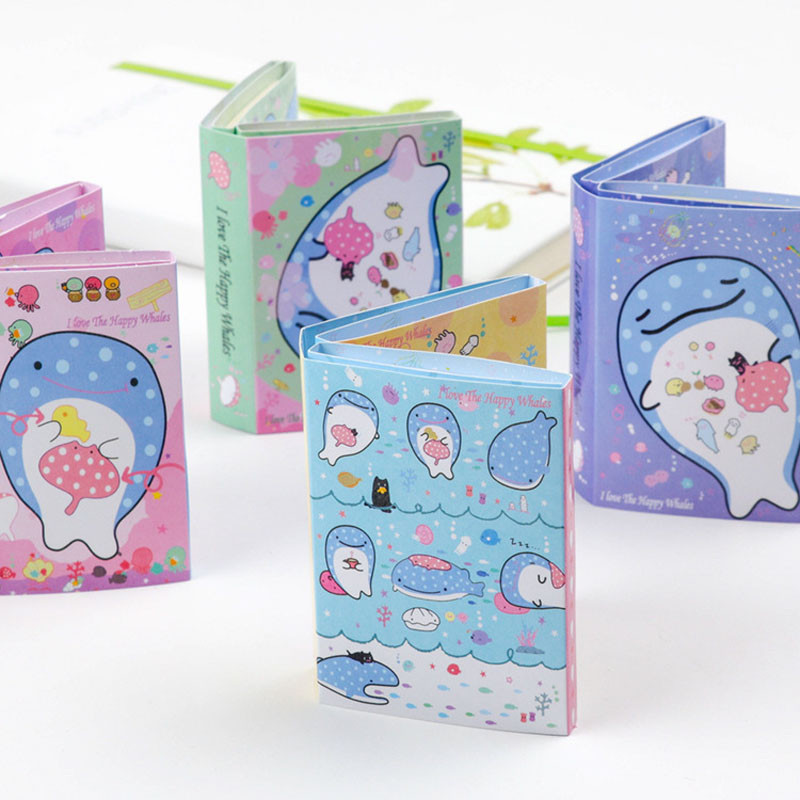 

Kawaii Whale Fish 6 Folding Memo Pad Sticky Notes Paper Craft Bookmark Stationery School Office Supply Notepads