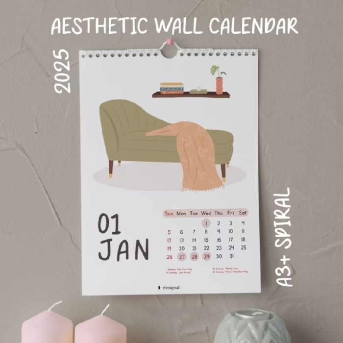 

ANDM Kalender Dinding 2025 Aesthetic A3 Spiral PV
