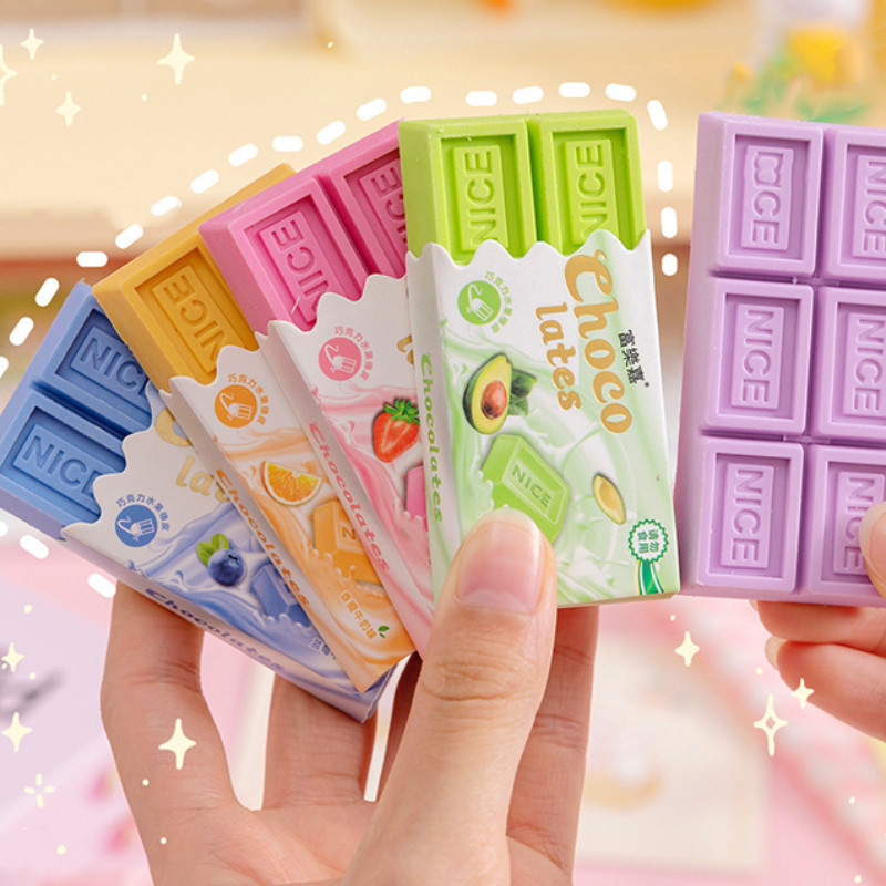 

Cartoon Chocolate Design Eraser Kawaii Large Eraser Student Painting Writing Pencil Eraser Stationery For School Office Supplies