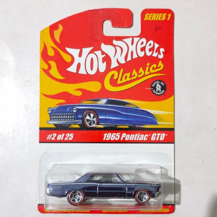 SR99 Hotwheels Hot Wheels 1965 65 Pontiac GTO biru Classics 2005 red line