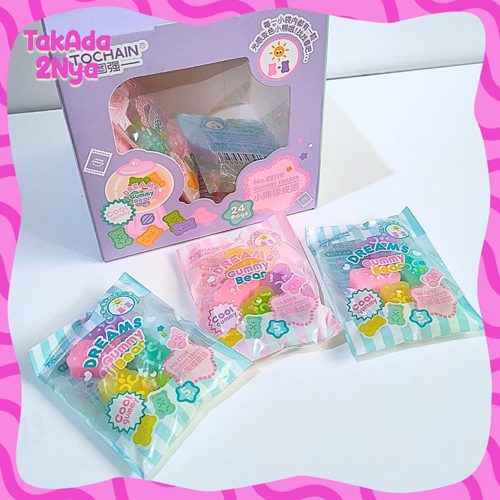 

Penghapus Pouch Tochain Gummy Bear No.E2119 Eraser Penghapus Bag Karet Beruang Hapusan Stip Setip