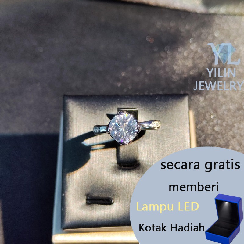 Pt950 Platinum Moissanite Cincin Berlian Pertunangan Wanita Empat-cakar