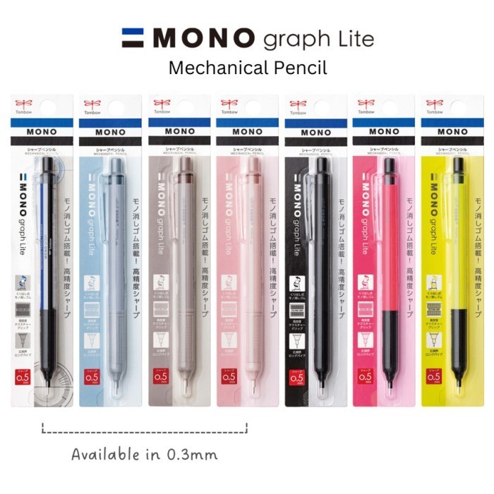 

Tombow Mono Graph Lite Mechanical Pencil 0.3mm 0.5mm Pensil Mekanik - Grayish Brown, 0.3mm