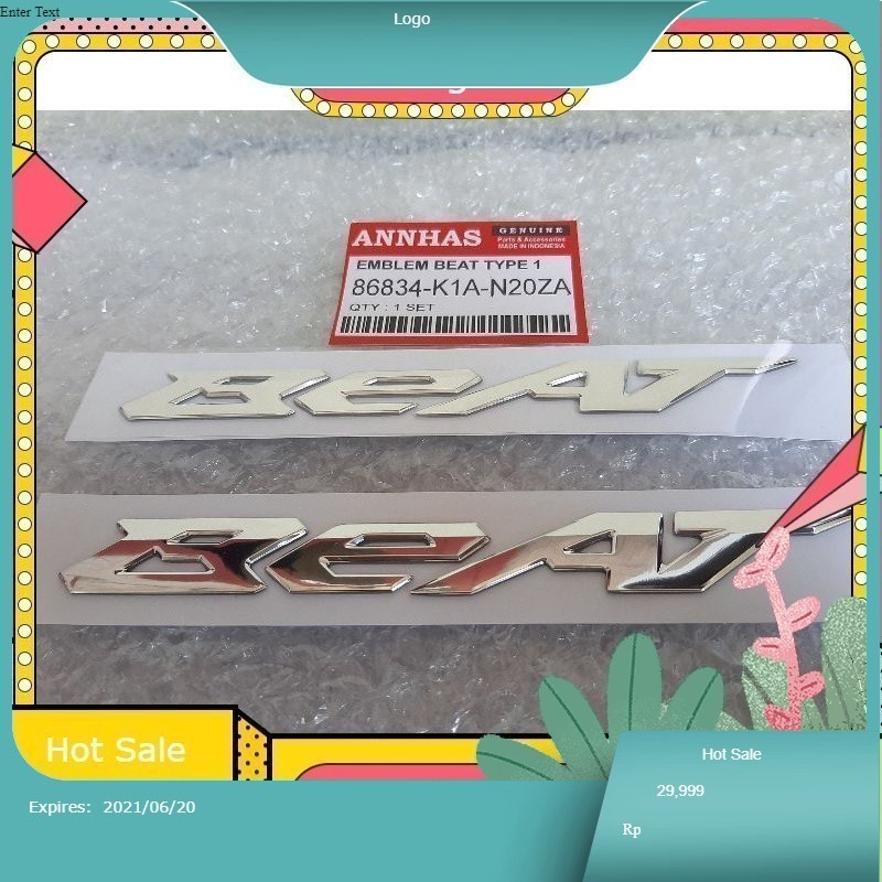 logo emblem/stiker timbul beat warna silver