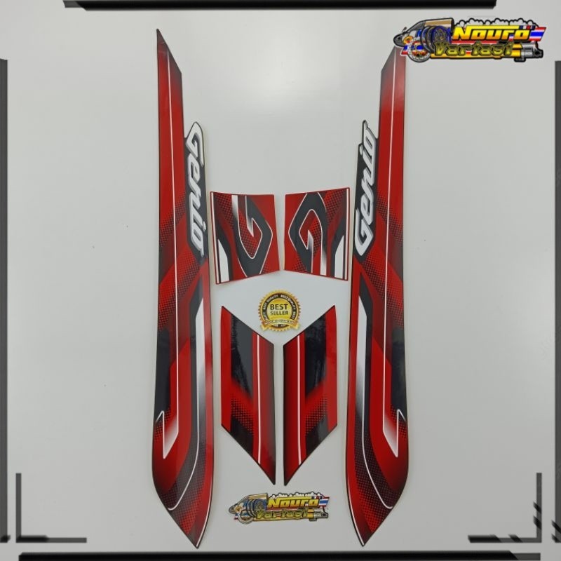 Aksesoris COD striping honda genio 2022 stiker  hitam merah motor standar