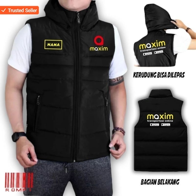 JAKET ROMPI CUSTOM SABLON DRIVER MAXIM BAHAN PARASUT BISA COD... READY SIZE M L XL XXL