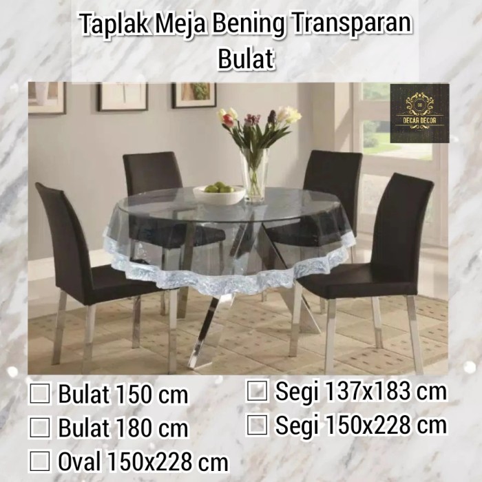 Taplak Mika Bening Bulat Anti Air Waterproof 6 8 Kursi 150 180 cm - Bulat 152 cm