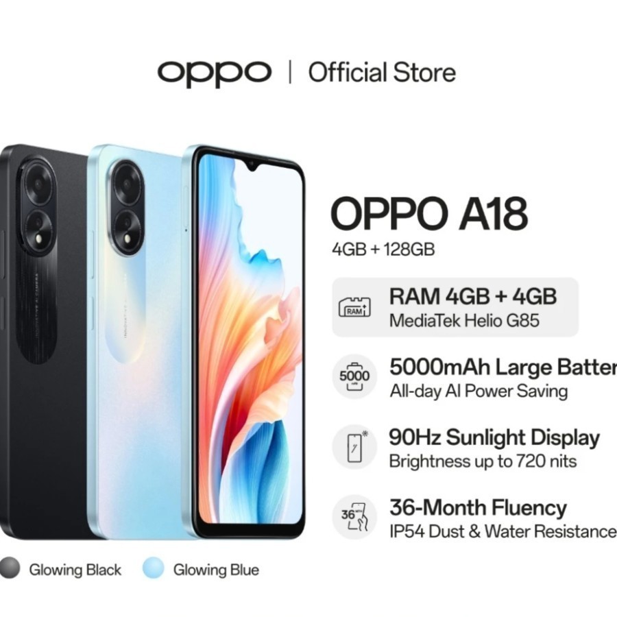 OPPO A18 RAM 4GB/128GB GARANSI RESMI