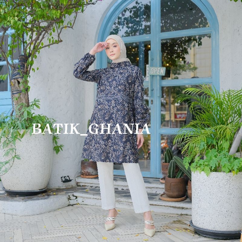 TUNIK BATIK WANITA ATASAN BATIK WANITA LENGAN PANJANG MOTIF TUNIK JAIZ BALON/ BATIK NASIONAL / BATIK