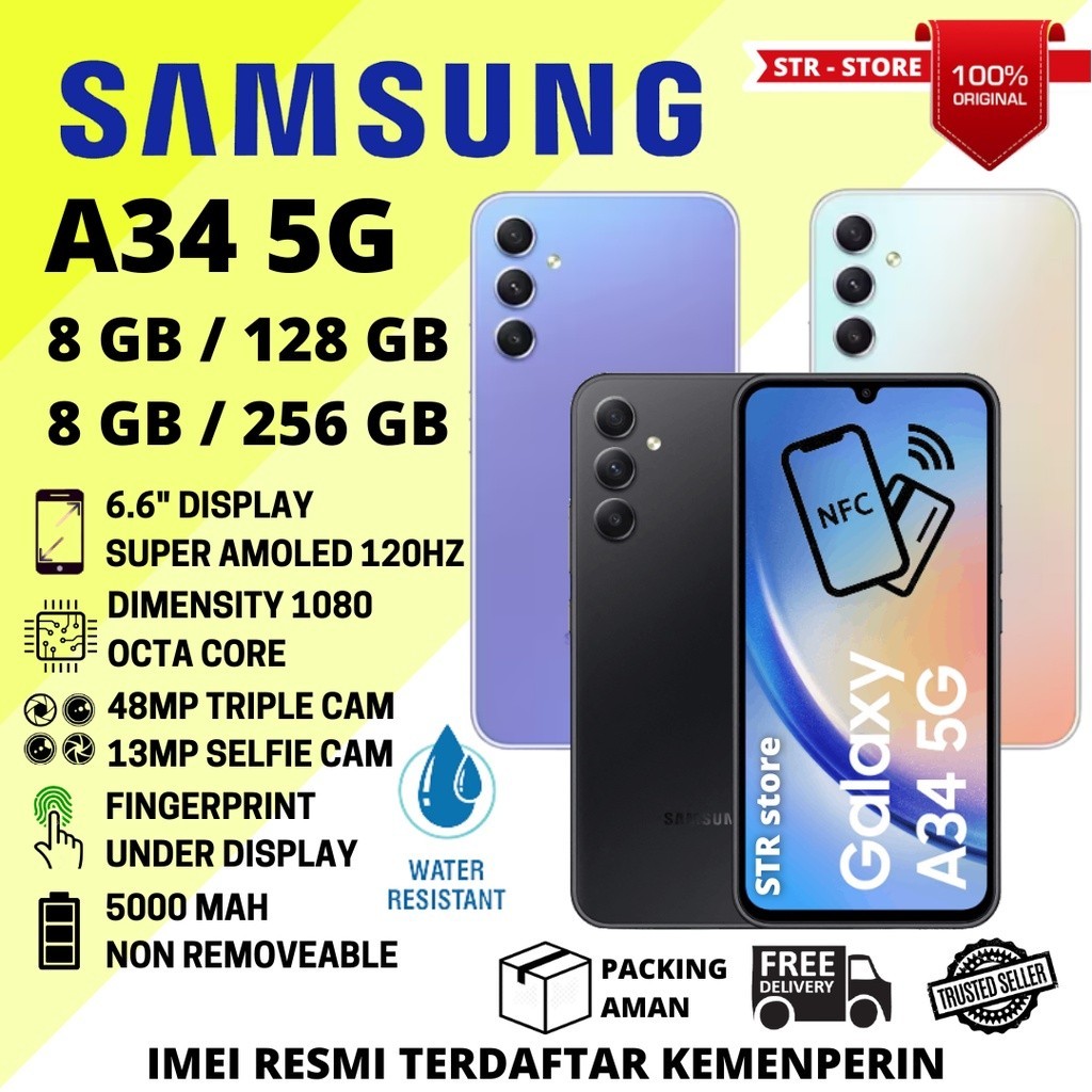 SAMSUNG GALAXY A34 5G 8/256 GB GARANSI RESMI SAMSUNG A34 5G 5G 8/128 GB BUKAN SAMSUNG A33