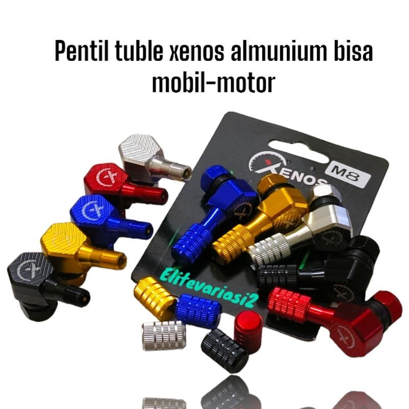 # XENOS  Pentil Ban Tubles Miring Almunium 2Pcs Bisa Motor Mobil