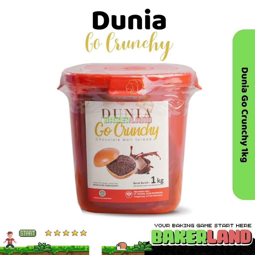 

Dunia Go Crunchy 1kg / Selai Roti Bakar / Toping Roti / Selai Roti / Selai Coklat / Olesan Roti