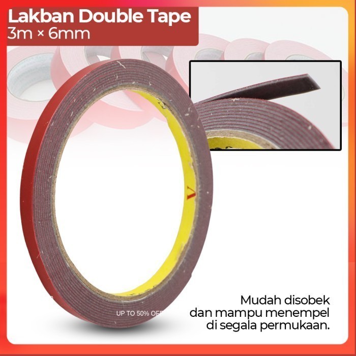 

Lakban Selotip Double Tape Strong Heavy Duty 1 PCS 3m x 6mm - Red