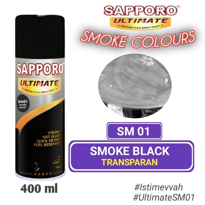 

SAPPORO ULTIMATE SM01 SMOKE BLACK 400ml Cat Semprot Pylok Pilok Pylox