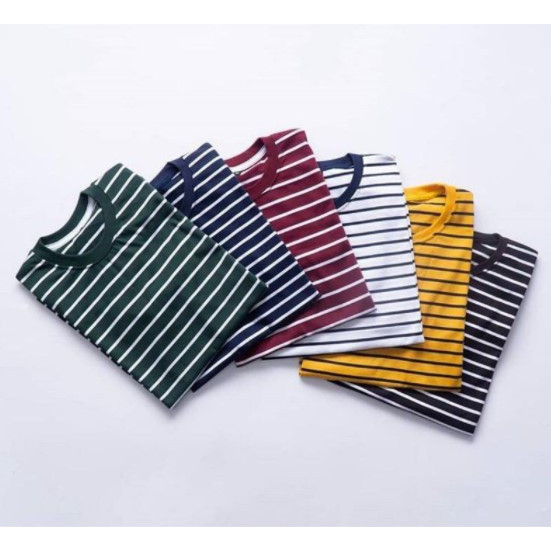 Kaos Stripe Salur Tangan Pendek Bahan Katun 30s Kaos Salur Baju Pria & Wanita Unisex kaos motif salu