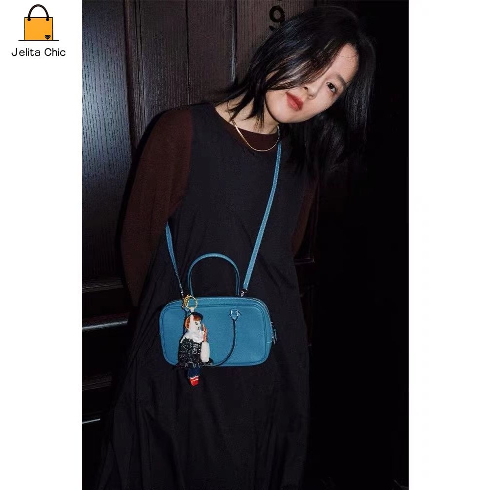 [ COD✅ ] Jelita ChicTas Biru Kecil Warna Denim untuk Wanita 2025 Tas Tangan Mini Ceruk Perancis Kela